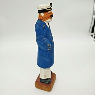 Vintage Hand Carved Wooden Sculpture Sea Captain Man Pipe Sailor Rustic