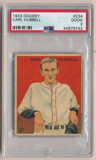 Carl Hubbell 1933 Goudey Gum 234 Psa 2 Good York Giants Hof Prewar Vintage