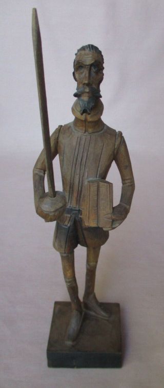 Ouro Artesania 10 1/2 " Don Quixote Wooden Carved Figure,  581,  Made In Spain