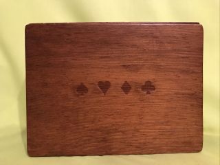 Vintage Playing Cards Storage Box,  Double Deck Holder Solid Wood