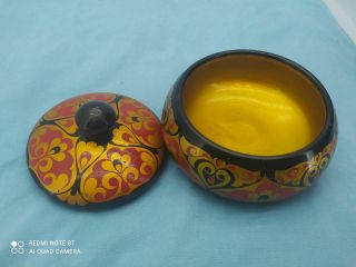 Hand - Painted Lacquered Wooden Round Jewelry Box With Lid For Jewelry Ukrainian