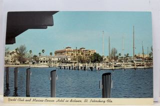 Florida Fl St Petersburg Yacht Club Marina Soreno Hotel Postcard Old Vintage Pc