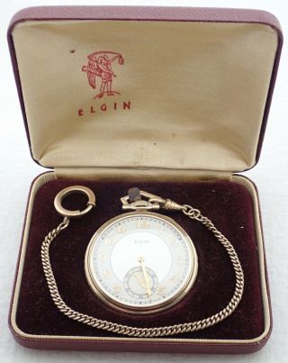 Vintage Art Deco 12s Elgin 15 Jewel 10k Gold Filled Pocket Watch W/orig Case
