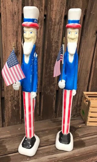 2 Uncle Sam Blow Molds,  Rare Vintage Don Featherstone Union Products,  Lights