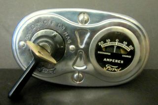 Vntg Orig 1926 - 1927 Model T Ford 56 Key Ignition - Switch - Amp Gauge - Dash Bezel