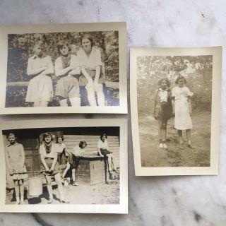 3 Antique 1933 B&w Photo Identified Posing Young Girl Scout Camp Plainfield Nj