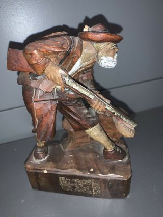 Vintage Black Forest? German Hand Carved Wood Hunter Folk Art Statue 6 " Tall