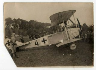 Rare French Troops Wwi German Luftwaffe Plane Captured 1910s Photo