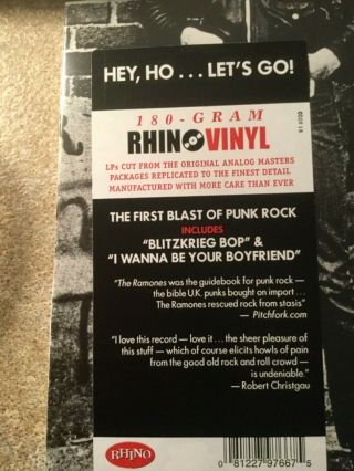 The Ramones Self - Titled Debut LP 180 - Gram Vinyl Record RE 2