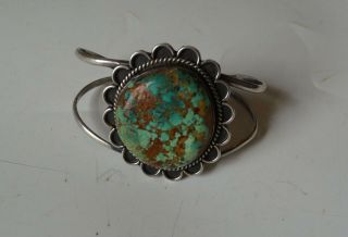 Native American Vintage Old Pawn Navajo Silver Turquoise Bracelet Signed