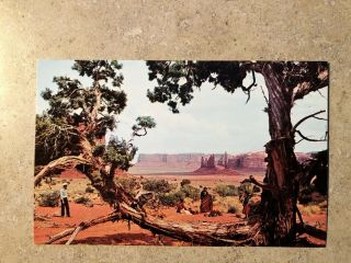 Navajo Indians In Monument Valley Northern Arizona Vintage Postcard; Az20