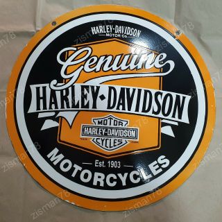 HARLEY MOTORCYCLES 2 SIDED VINTAGE PORCELAIN SIGN 30 INCHES ROUND 2