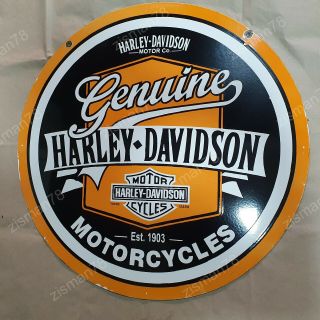 HARLEY MOTORCYCLES 2 SIDED VINTAGE PORCELAIN SIGN 30 INCHES ROUND 3