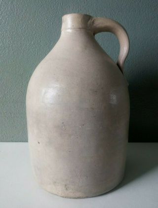 Primitive Antique Stoneware Pottery Beige Crock Jug - Undecorated