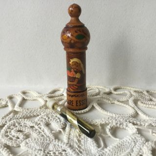 Vintage Bulgarian Small Wooden Perfume Bottle Holder Folk Art