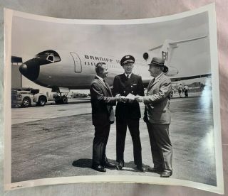 Antique Photograph Dallas Love Field Airport Braniff Airlines Boeing 727