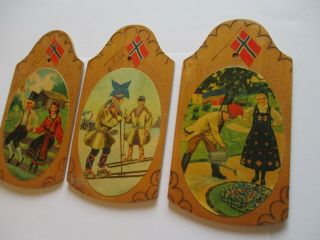 Norway Hislon Norge Wall Hangings Set Of 3 Vintage 7.  5 X 4 Inches
