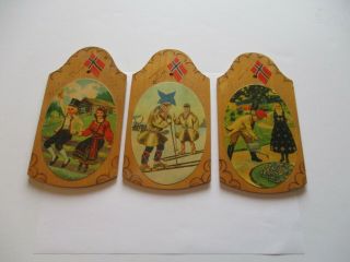 NORWAY HISLON NORGE WALL HANGINGS SET OF 3 VINTAGE 7.  5 x 4 INCHES 2