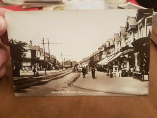 Dunstable Road,  Luton.  Busy Street Scene,  Vintage Real Photo Postcard