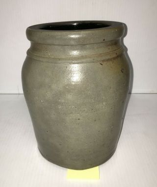 Vintage Gray Glazed Stoneware Jug Crock,  1 Gallon,  9 Inch Tall