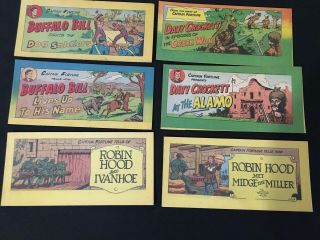 Vintage Captain Fortune Comic Books (6) : Davy Crockett,  Buffalo Bill,  Robin Hood
