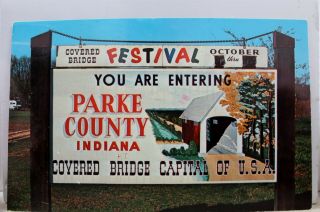 Indiana In Parke County Covered Bridge Festival Postcard Old Vintage Card View