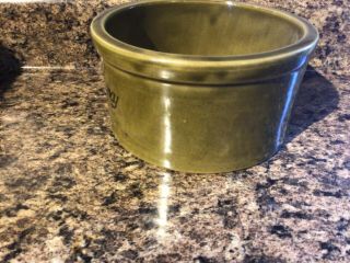 Le Grue ' s Vintage Stoneware Creamery Tabletop Butter RARE Olive Green Crock. 2