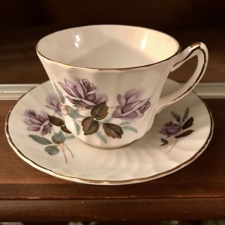 Vintage Royal Kendall Purple Flower Theme Tea Cup And Saucer