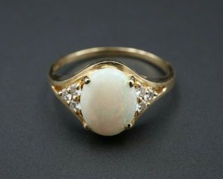 Vintage 14k Yellow Gold 2.  5ct Diamond Opal Ring Size 10 Nr Rg2486