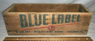 Antique Blue Label Pabst - Ett Corp Beer Brewery Ribbon Wood Cheese Box Chicago Il
