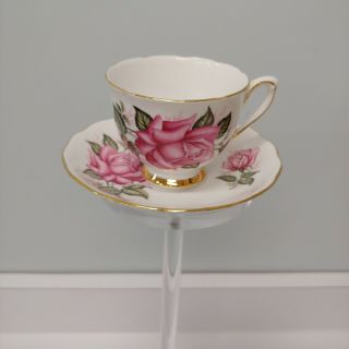 Colclough Vintage Bone China Tea Cup,  Saucer Pink Roses