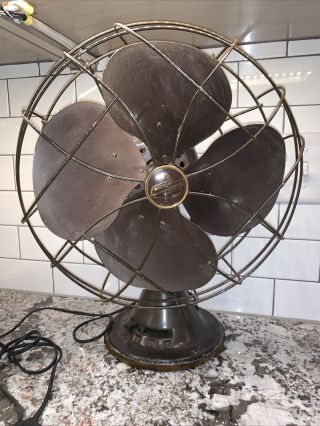 Vtg Emerson Electric 3 Speed Fan 77646 - As Cast Iron Oscillating Indust