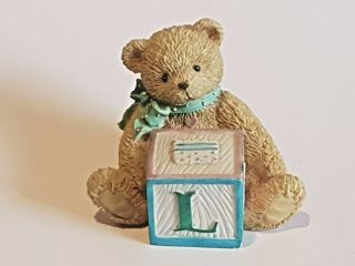 Vintage Enesco Teddy Bear 1995 Priscilla Hillman Letter Block - L - 158488l