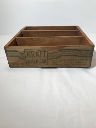 Vintage Kraft American Wooden Cheese Box,  (3) 2 Lb Hooked Together Chicago,  Ill