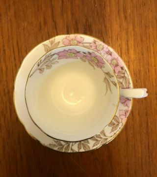EMBASSY WARE PINK FLOWERS MINI TEA CUP AND SAUCER gold trim vintage FONDEVILLE 2