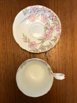 EMBASSY WARE PINK FLOWERS MINI TEA CUP AND SAUCER gold trim vintage FONDEVILLE 3