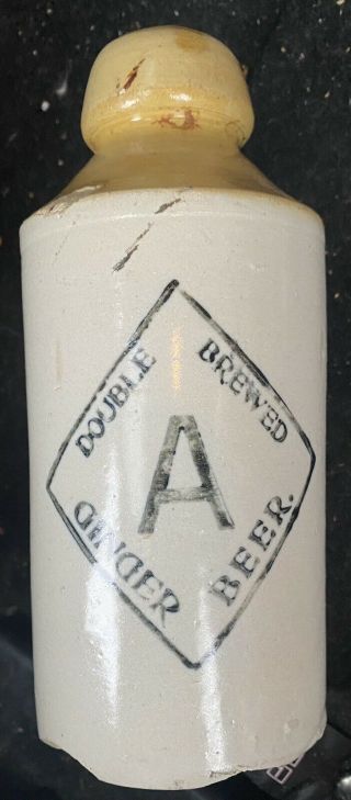 Antique Double Brewed Ginger Beer Stoneware Bottle Akron Ohio