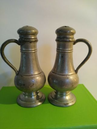 Vtg Antique 1920 Weidlich Bros Pewter Salt And Pepper Shakers W.  B.  Mfg Co