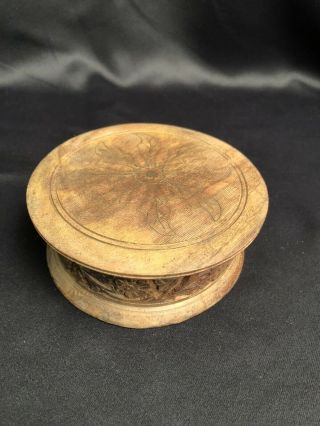 Vintage Wooden Hand Carved Box With Flowers