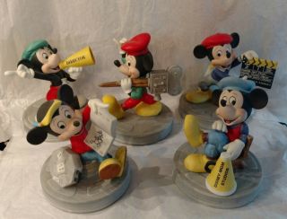 5 Vintage Disney Mgm Studios Director Mickey Mouse Figurines - Complete Set