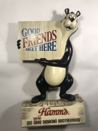 Vintage 1972 Hamm’s Beer Bear Good Friends Meet Here 15 " Plastic 3d Beer Statue