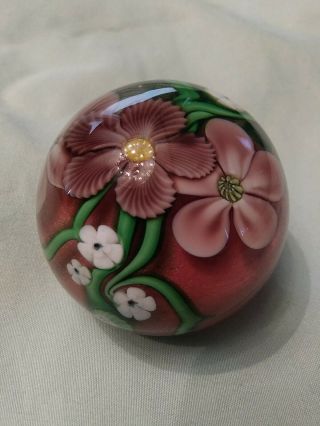 Vintage Signed Orient And Flume Art Glass Paperweight,  1984