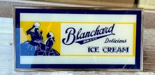 Old Stock Vintage Blanchard Brand Ice Cream Countertop Lighted Sign