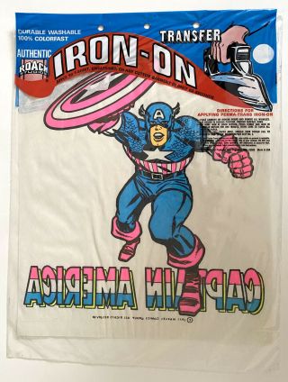 1971 Roach Studios Iron - On Captain America -,  - Vintage Marvel