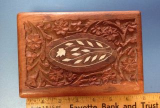 Vintage Hand Carved Wooden Box Made In India Of Himalayan Jungle Sheesham Wood