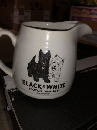 Vintage Black And White Scotch Whiskey Dog Pitcher “buchanan’s”