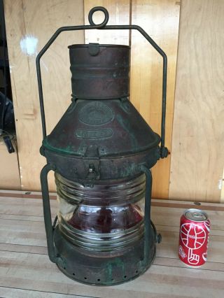 Vtg.  Antique Hop Lee & Co.  Nautical Ship Boat Copper Lantern Oil Light Lamp