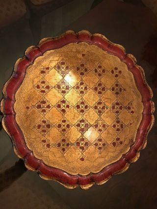 Vintage Antique Italian Florentine Toleware Tray Wood Gold Gilt Italy