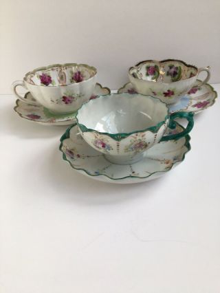 Vintage Set Of 3 Japan Tea Cups And Saucers Bo153