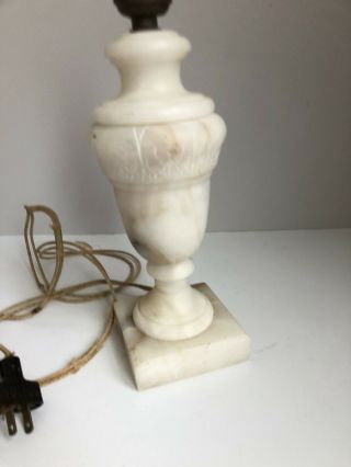 Shabby Petite 12” Antique Vintage 1940’s Carved Alabaster Marble Lamp So Chic